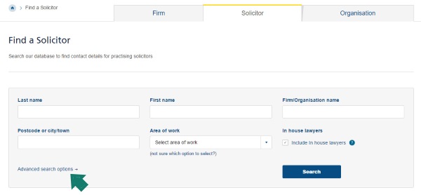 "Find a Solicitor" Page on Law Society of Scotland Website