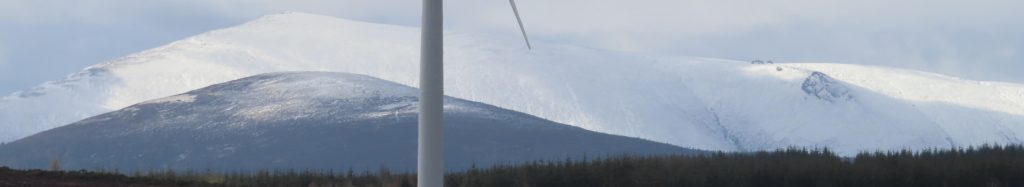 Snowy Ben Rinnes with Wind Turbine