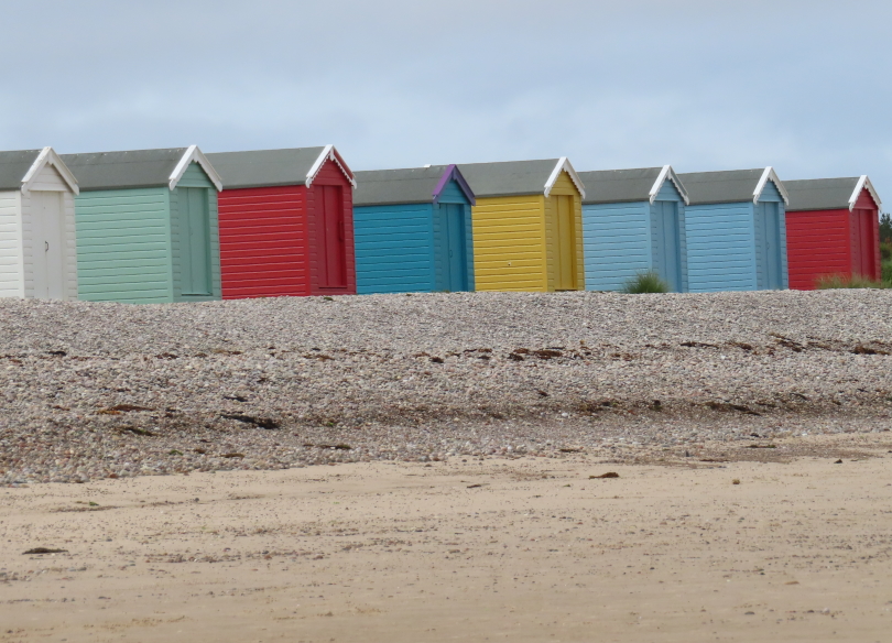 Coloured-Beach-Huts-at-Findhorn-Moray